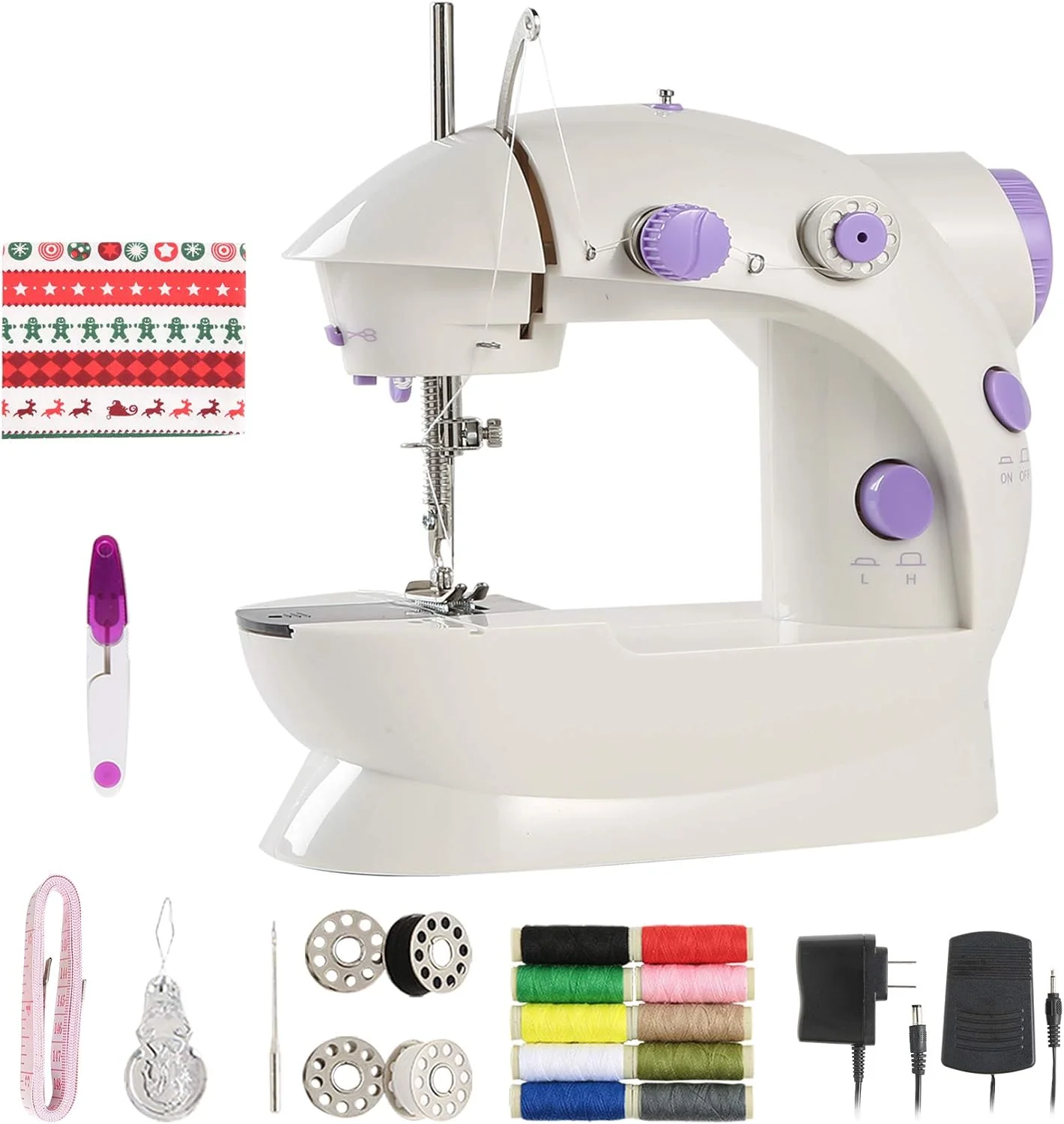 چرخ خیاطی کوچک Enjoylf با لوازم DIY برای کودکان مبتدی، لامپ قابل حمل ارتقا یافته، برش و پدال پا 2 سرعته 2 نخ چرخ خیاطی کوچک Enjoylf با لوازم DIY برای کودکان مبتدی، لامپ قابل حمل ارتقا یافته، برش و پدال پا 2 سرعته 2 نخ