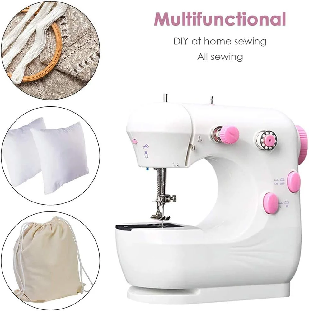 چرخ خیاطی مبتدی GHQERTY، چرخ خیاطی برقی کوچک قابل حمل، 2 سرعته، دوخت گلدوزی، ماشین لحاف دوزی سنگین، کاربری آسان چرخ خیاطی مبتدی GHQERTY، چرخ خیاطی برقی کوچک قابل حمل، 2 سرعته، دوخت گلدوزی، ماشین لحاف دوزی سنگین، کاربری آسان