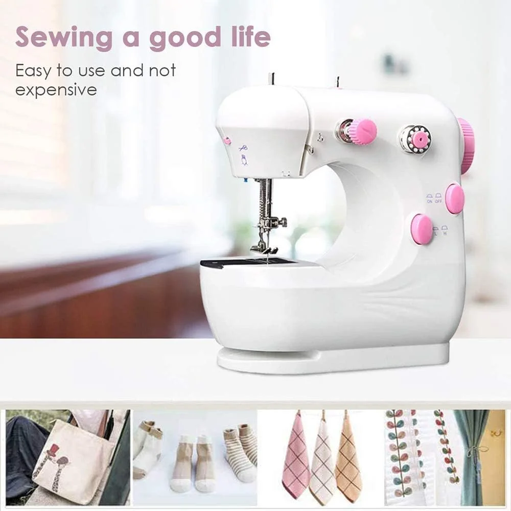چرخ خیاطی مبتدی GHQERTY، چرخ خیاطی برقی کوچک قابل حمل، 2 سرعته، دوخت گلدوزی، ماشین لحاف دوزی سنگین، کاربری آسان چرخ خیاطی مبتدی GHQERTY، چرخ خیاطی برقی کوچک قابل حمل، 2 سرعته، دوخت گلدوزی، ماشین لحاف دوزی سنگین، کاربری آسان