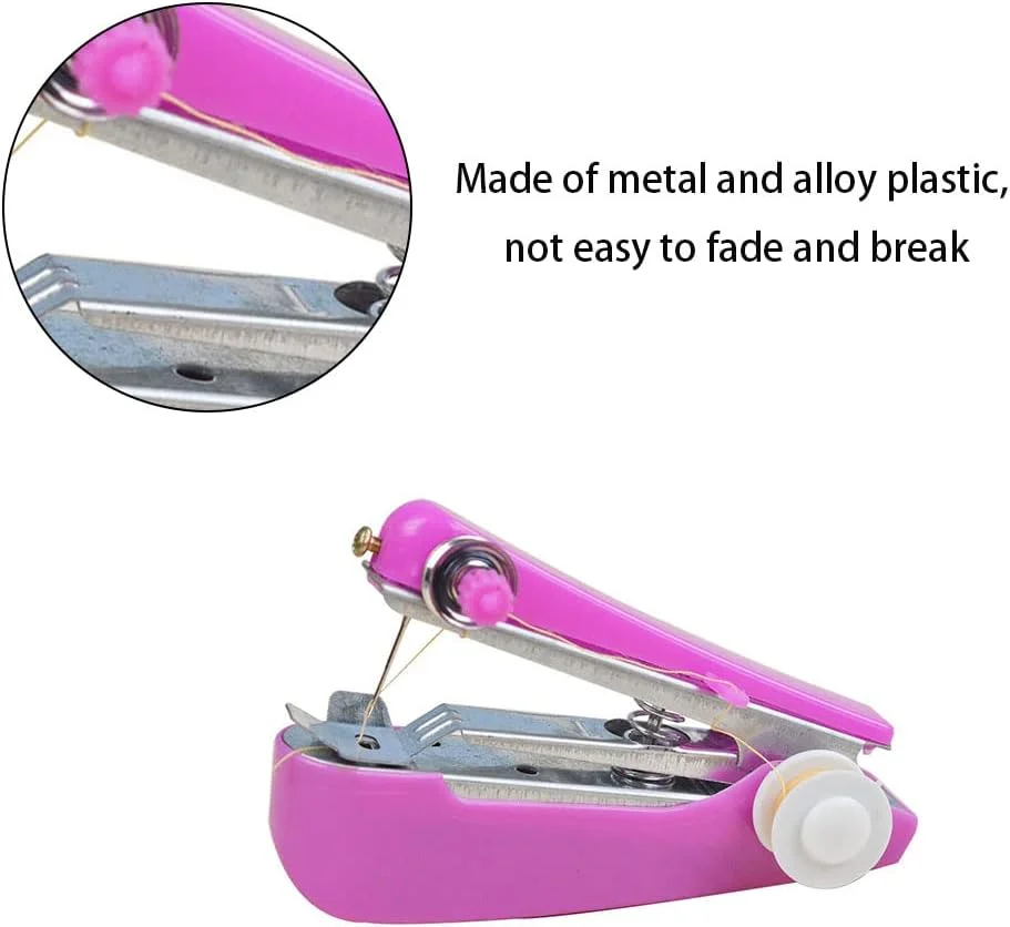 چرخ خیاطی دستی کوچک و قابل حمل، مناسب برای دوخت سریع و انعطاف پذیر لباس، پرده و صنایع دستی (رنگ تصادفی)