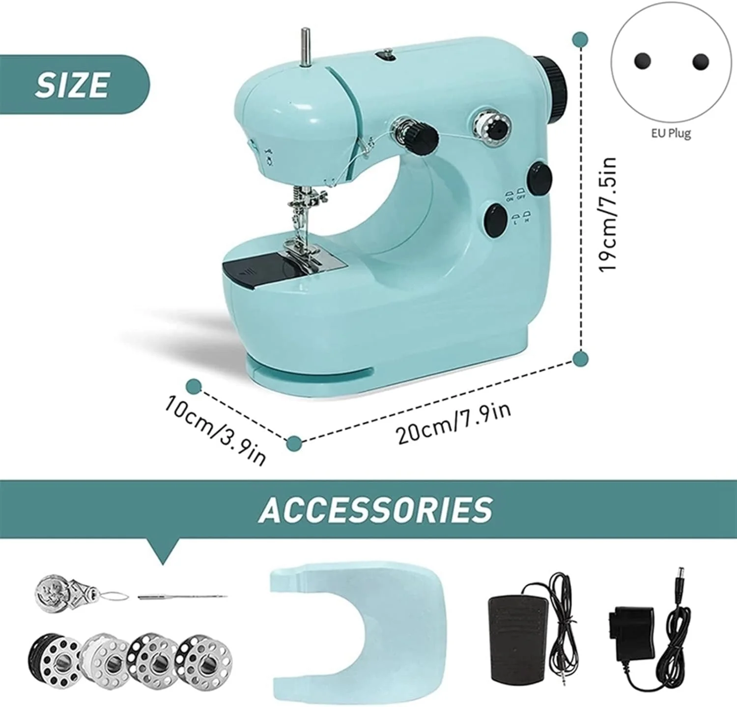 چرخ خیاطی GZDELIG، چرخ خیاطی قابل حمل با میز توسعه، چرخ خیاطی با سرعت دوگانه و نخ دوبل