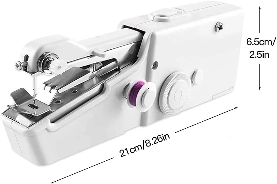 چرخ خیاطی دستی، چرخ خیاطی برقی کوچک، چرخ خیاطی برقی دستی قابل حمل با کیت نخ، دوخت سریع و آسان برای پارچه و لباس، مناسب برای استفاده در خانه و مسافرت