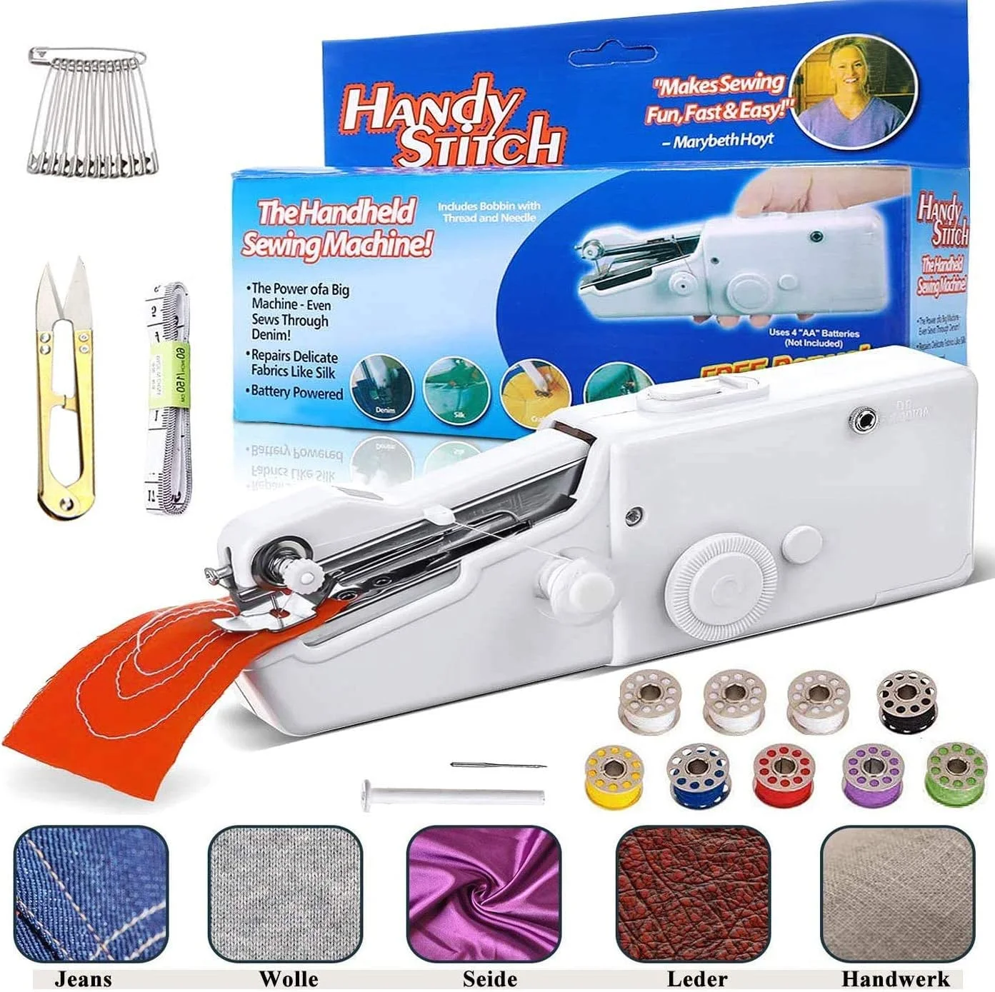 چرخ خیاطی دستی، چرخ خیاطی برقی کوچک و قابل حمل مناسب برای لباس، جین، پرده، چرم و کارهای DIY