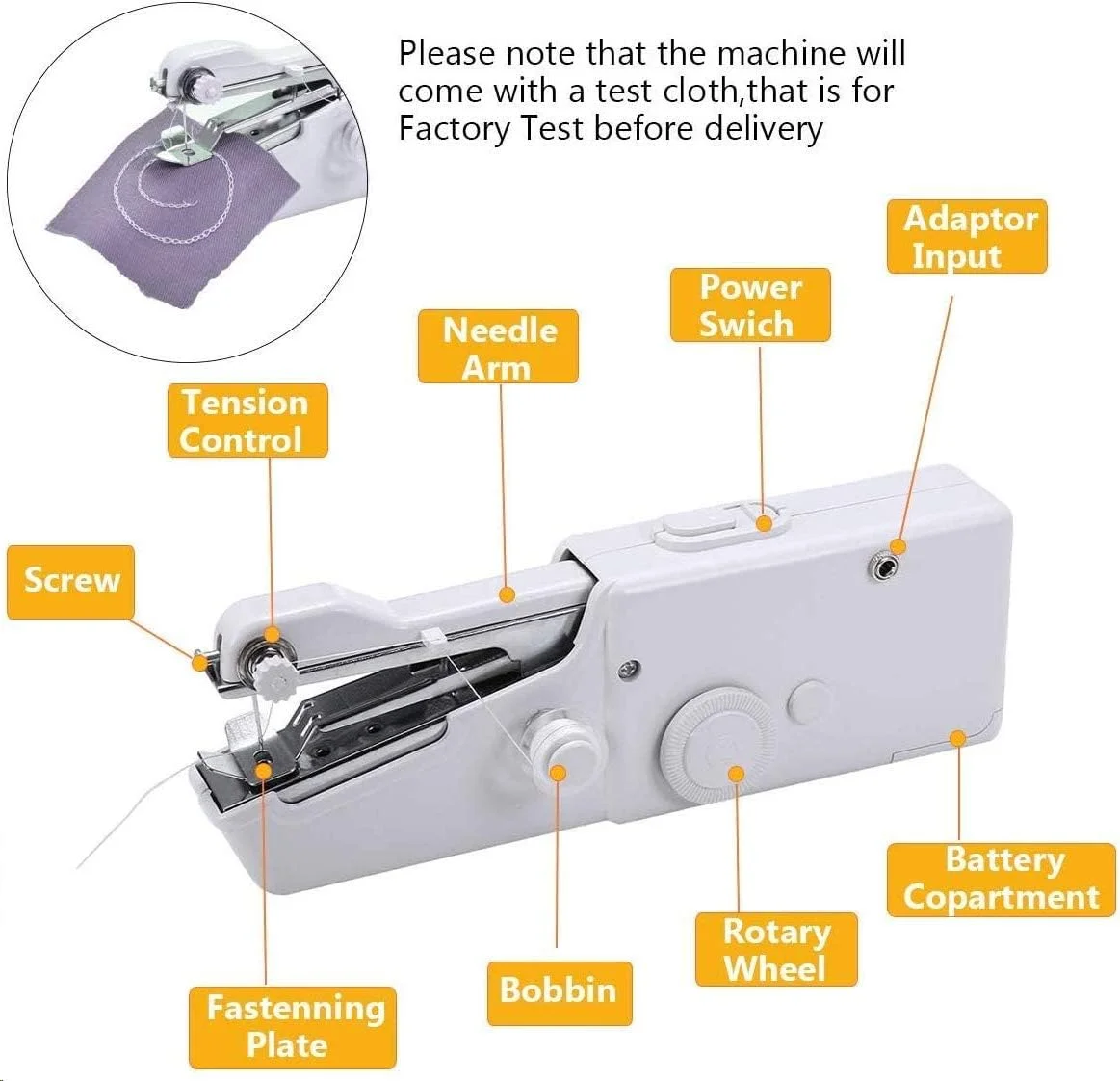چرخ خیاطی دستی، چرخ خیاطی برقی کوچک و قابل حمل مناسب برای لباس، جین، پرده، چرم و کارهای DIY