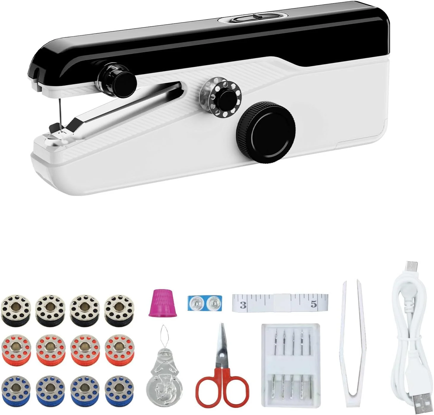 چرخ خیاطی دستی، چرخ خیاطی کوچک دستی، چرخ خیاطی قابل حمل برای مبتدیان، چرخ خیاطی برقی قابل حمل برای کارهای DIY، پارچه، لباس، خانه و مسافرت