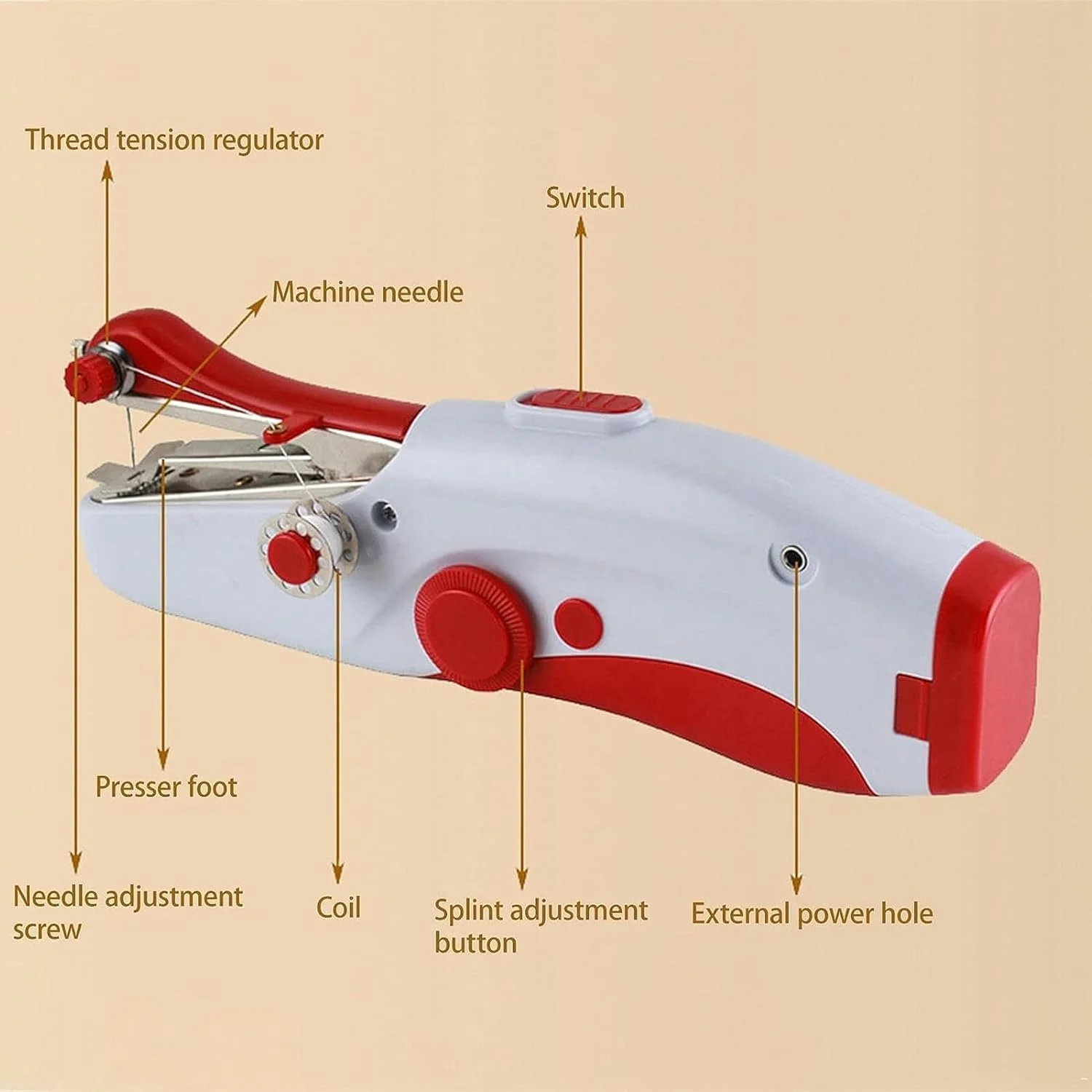 چرخ خیاطی دستی، چرخ خیاطی کوچک قابل حمل برای مبتدیان، چرخ خیاطی کوچک با لوازم خیاطی، دستگاه دوخت برقی بی سیم