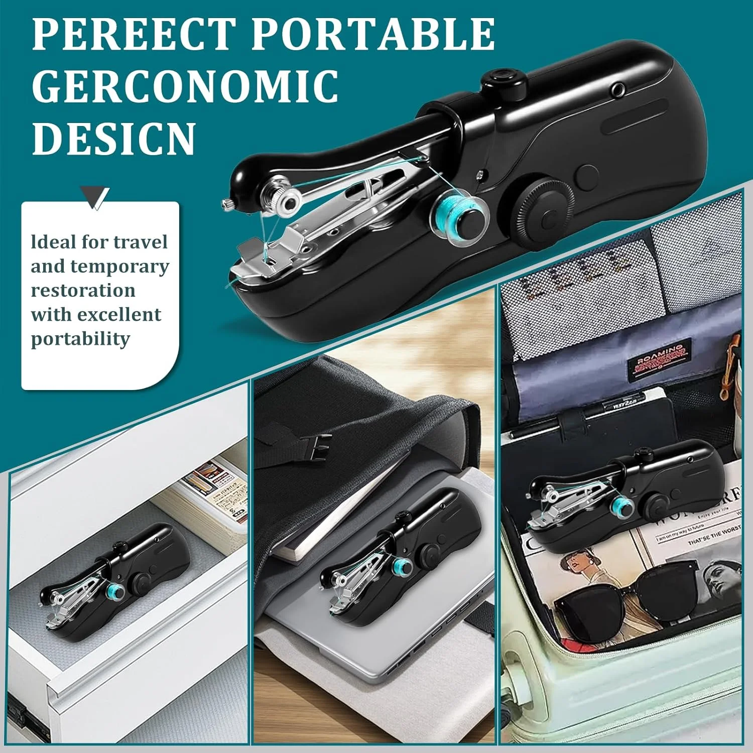 چرخ خیاطی دستی، چرخ خیاطی مینی قابل حمل با لوازم جانبی، چرخ خیاطی برقی دستی برای مبتدیان و بزرگسالان، استفاده آسان مناسب برای دوخت لباس، مسافرت خانوادگی، DIY (مشکی) چرخ خیاطی دستی، چرخ خیاطی مینی قابل حمل با لوازم جانبی، چرخ خیاطی برقی دستی برای مبتدیان و بزرگسالان، استفاده آسان مناسب برای دوخت لباس، مسافرت خانوادگی، DIY (مشکی)