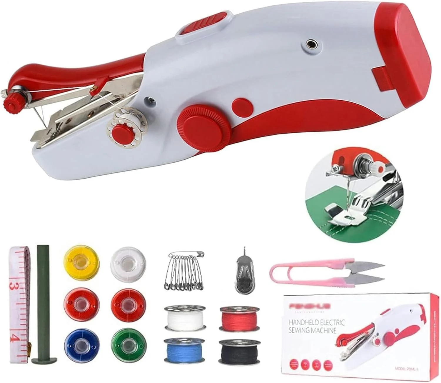 دستگاه خیاطی دستی 伟 祥، دستگاه خیاطی کوچک قابل حمل برای مبتدیان، دستگاه خیاطی کوچک با لوازم خیاطی، دستگاه دوخت برقی بی سیم