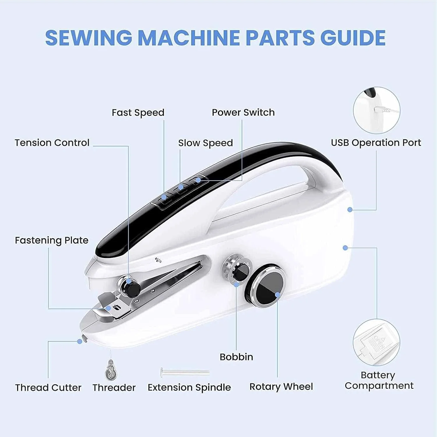 چرخ خیاطی دستی، مینی قابل حمل، مناسب برای مبتدیان، بی سیم، ابزار برقی خانگی برای بزرگسالان و کودکان، تعمیر سریع مناسب برای پارچه جین، پرده، چرم، و کارهای DIY برند Zeenyi چرخ خیاطی دستی، مینی قابل حمل، مناسب برای مبتدیان، بی سیم، ابزار برقی خانگی برای بزرگسالان و کودکان، تعمیر سریع مناسب برای پارچه جین، پرده، چرم، و کارهای DIY برند Zeenyi