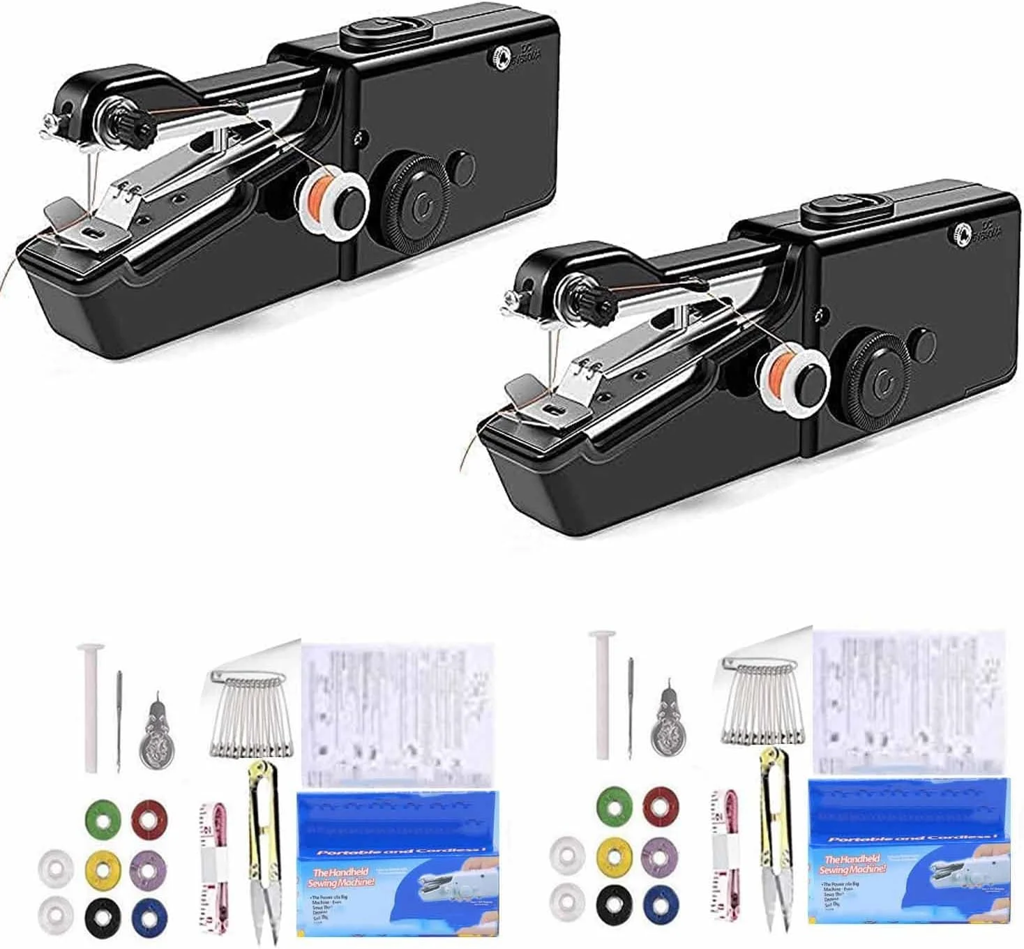 ست 2 عددی چرخ خیاطی دستی، مینی چرخ خیاطی برقی قابل حمل برای مبتدیان، مناسب برای مصارف خانگی، مسافرت و تعمیرات سریع پارچه ست 2 عددی چرخ خیاطی دستی، مینی چرخ خیاطی برقی قابل حمل برای مبتدیان، مناسب برای مصارف خانگی، مسافرت و تعمیرات سریع پارچه