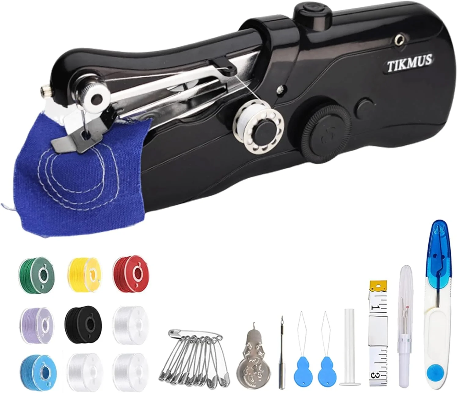 چرخ خیاطی دستی کوچک برای دوخت سریع، چرخ خیاطی قابل حمل مناسب برای لباس، جین، کارهای DIY، خانه، مسافرت (مشکی)