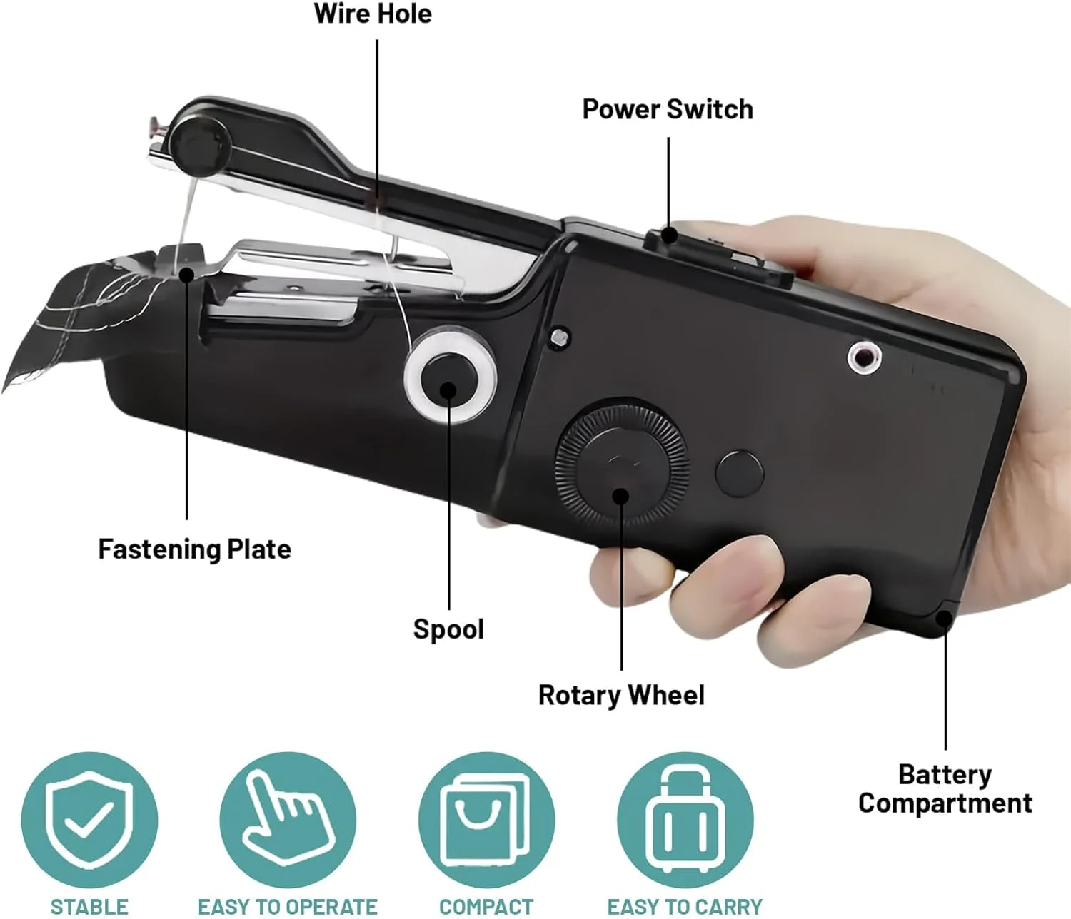 چرخ خیاطی دستی با لوازم جانبی کامل، چرخ خیاطی برقی کوچک قابل حمل برای خیاطی سریع و مبتدیان، مناسب برای پروژه های DIY چرخ خیاطی دستی با لوازم جانبی کامل، چرخ خیاطی برقی کوچک قابل حمل برای خیاطی سریع و مبتدیان، مناسب برای پروژه های DIY