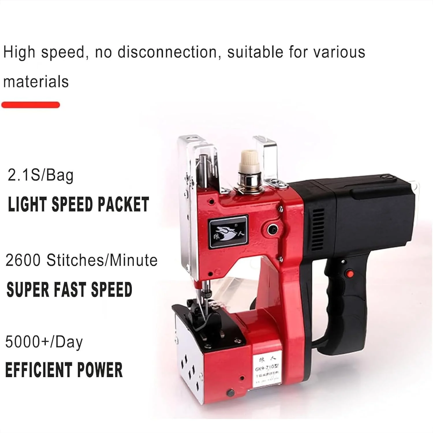 دستگاه دوخت کیسه دستی، چرخ خیاطی کیسه با دسته ضد لغزش، بسته بندی سریع 2.1 ثانیه و 2600 بخیه در دقیقه، برش خودکار نخ و طراحی کم صدا، برای کیسه کاغذی گونی دستگاه دوخت کیسه دستی، چرخ خیاطی کیسه با دسته ضد لغزش، بسته بندی سریع 2.1 ثانیه و 2600 بخیه در دقیقه، برش خودکار نخ و طراحی کم صدا، برای کیسه کاغذی گونی