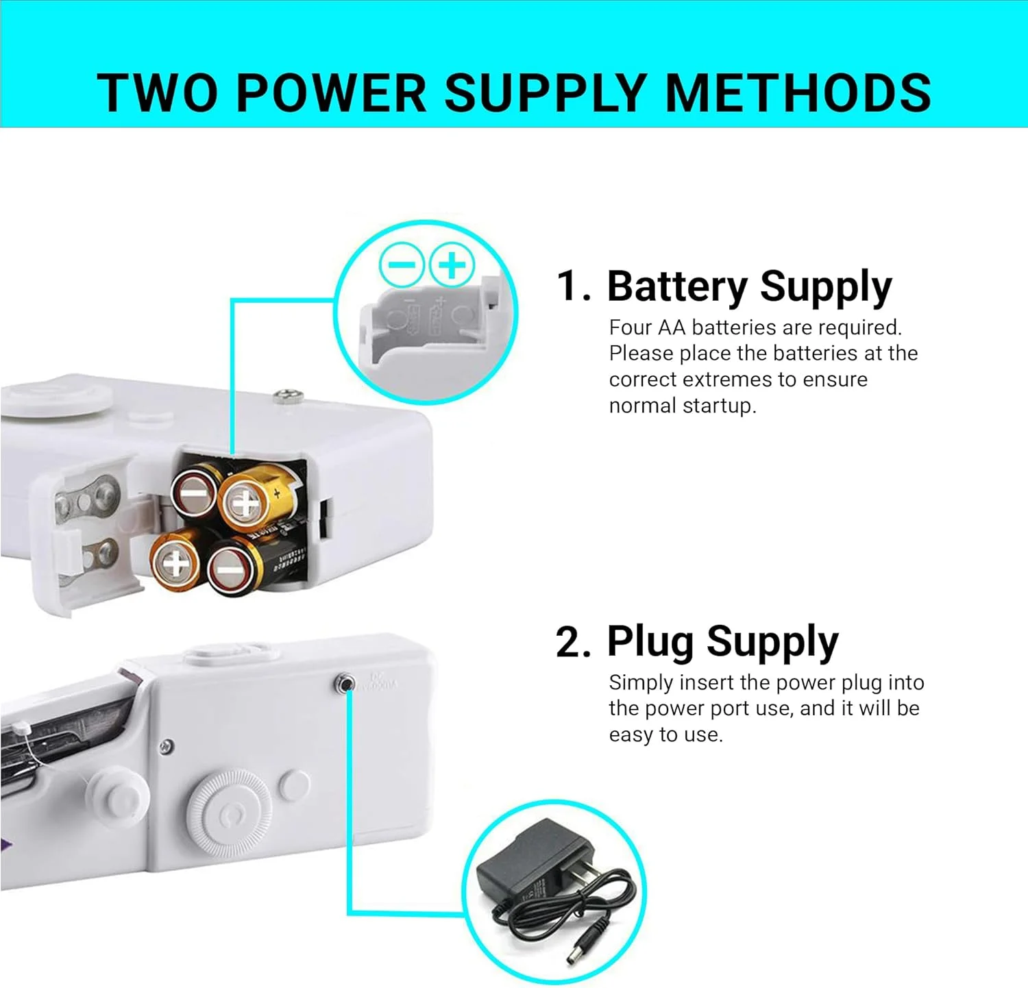 دستگاه خیاطی دستی HiFEN® - دستگاه دوخت برقی قابل حمل، ابزار تعمیر سریع برای لباس و پارچه، جمع و جور و سبک وزن، رنگ سفید دستگاه خیاطی دستی HiFEN® - دستگاه دوخت برقی قابل حمل، ابزار تعمیر سریع برای لباس و پارچه، جمع و جور و سبک وزن، رنگ سفید