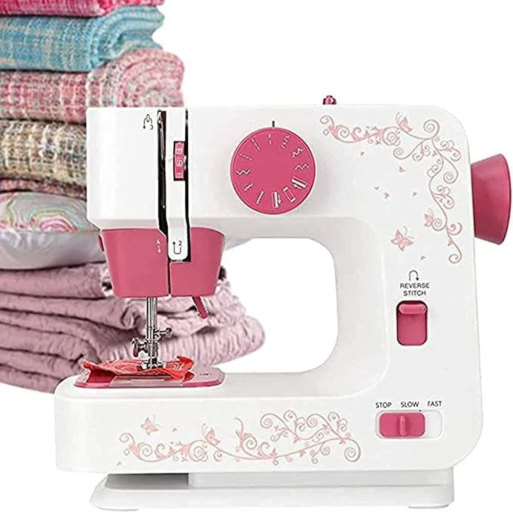 دستگاه خیاطی رومیزی خانگی، دستگاه خیاطی برقی کوچک با 12 مدل دوخت، 2 سرعت، چراغ خیاطی LED، ابزارهای خیاطی DIY پدال پا برای مبتدیان و بزرگسالان