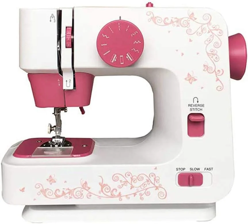 چرخ خیاطی، چرخ خیاطی برقی خانگی قابل حمل با 12 نوع دوخت مختلف، کاربری آسان برای پارچه، لباس، مسافرت های خانگی