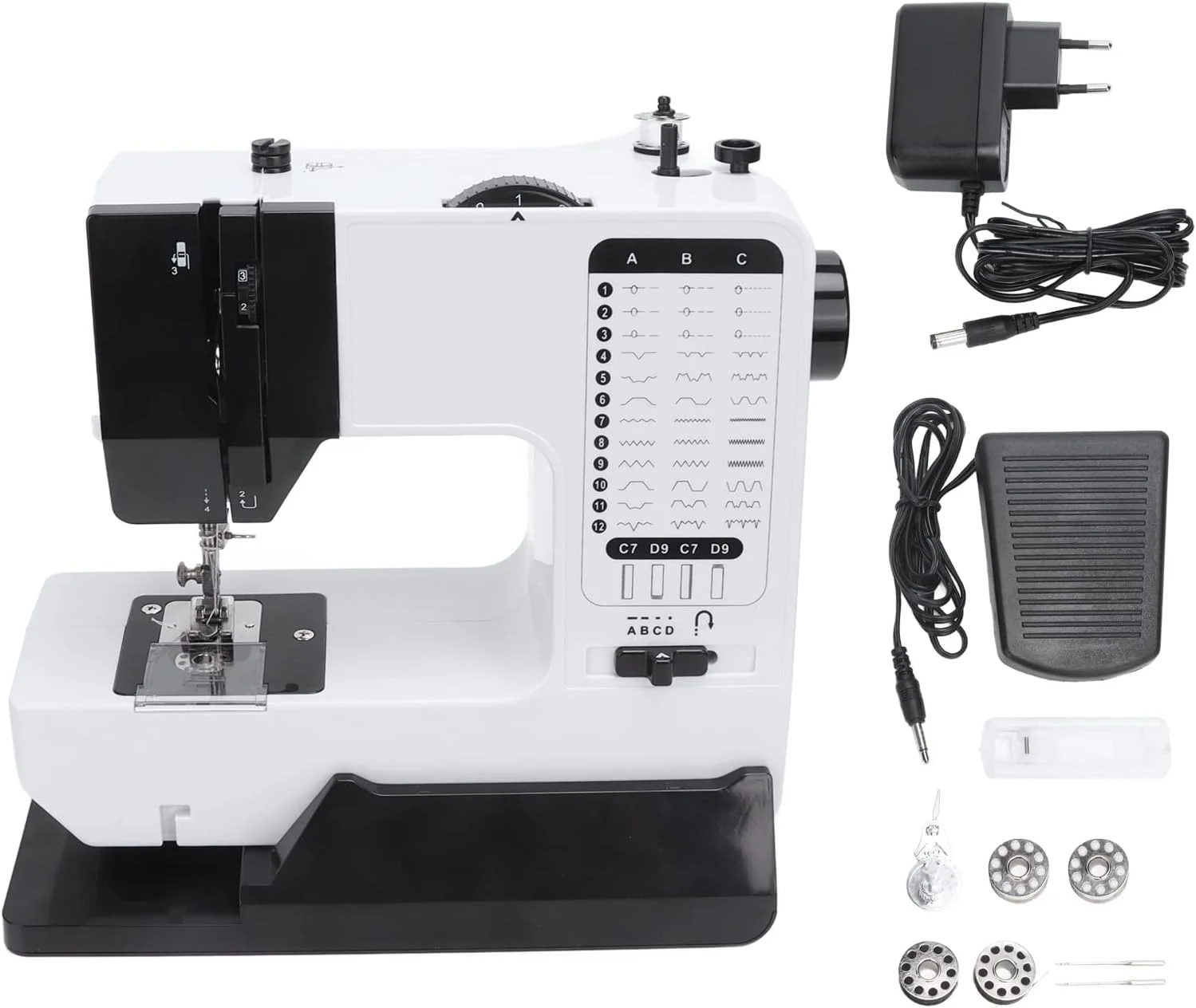 چرخ خیاطی کوچک، چرخ خیاطی رومیزی خانگی، چرخ خیاطی برقی کوچک، چرخ خیاطی قابل حمل برای مبتدیان، عملکرد پایدار کم صدا هدیه برای کودکان زنان مسافرت در خانه (UK)