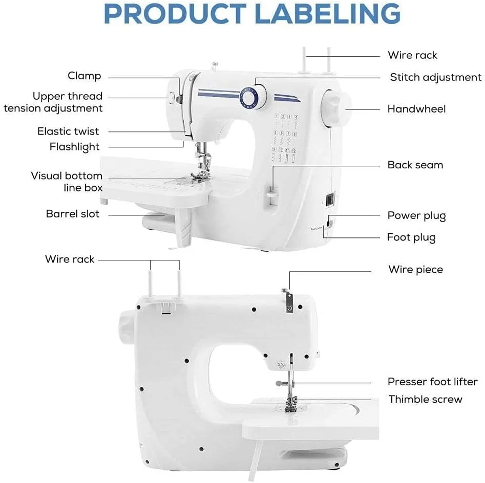 چرخ خیاطی دستی قابل حمل JAHLGT، استفاده آسان برای بزرگسالان و کودکان، 12 مدل دوخت داخلی، 2 سرعت، الکتریکی چند منظوره چرخ خیاطی دستی قابل حمل JAHLGT، استفاده آسان برای بزرگسالان و کودکان، 12 مدل دوخت داخلی، 2 سرعت، الکتریکی چند منظوره