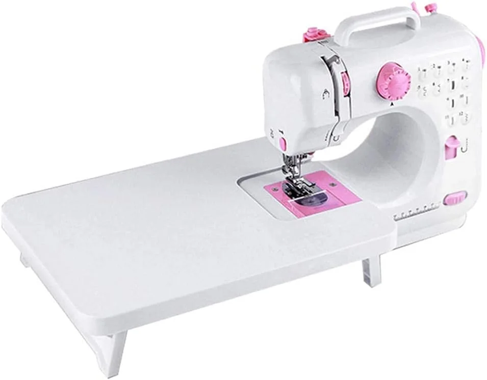 چرخ خیاطی پایه ای قابل حمل با میز توسعه و خطوط رنگی برای خیاطی مبتدی خانگی، سرعت بالا و پایین