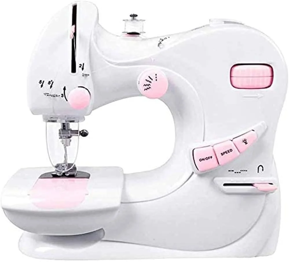 چرخ خیاطی چند منظوره مبتدی JAHLGT، چرخ خیاطی قابل حمل و آسان برای استفاده بزرگسالان، چرخ خیاطی برقی چند منظوره مینیاتوری با سوزن دوقلو