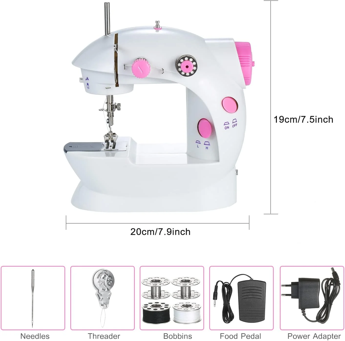 چرخ خیاطی کوچک جبِی، دو سرعته قابل تنظیم، دو نخ، برقی قابل حمل چند منظوره خانگی با چراغ و پدال برش پا برای مسافرت خانگی مبتدی روکش صورت DIY چرخ خیاطی کوچک جبِی، دو سرعته قابل تنظیم، دو نخ، برقی قابل حمل چند منظوره خانگی با چراغ و پدال برش پا برای مسافرت خانگی مبتدی روکش صورت DIY