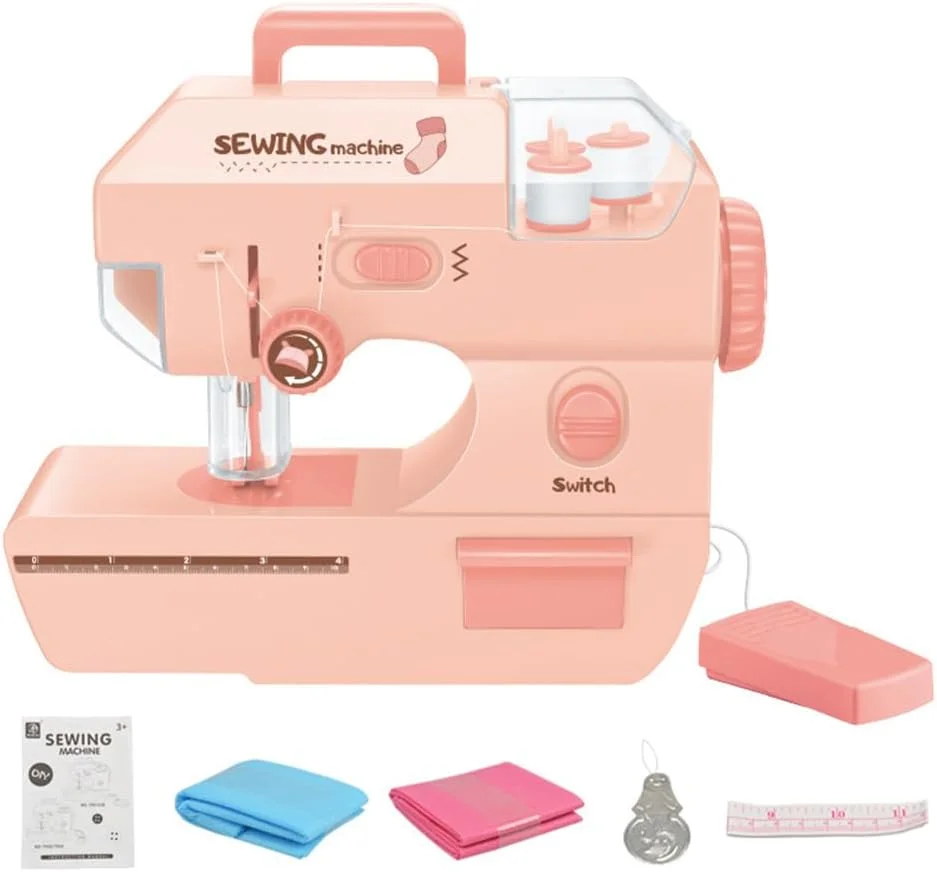 چرخ خیاطی برقی کوچک ارتقا یافته Azonee با کنترل از راه دور، چرخ خیاطی قابل حمل 2 سرعته با چراغ و محافظ انگشت (صورتی)