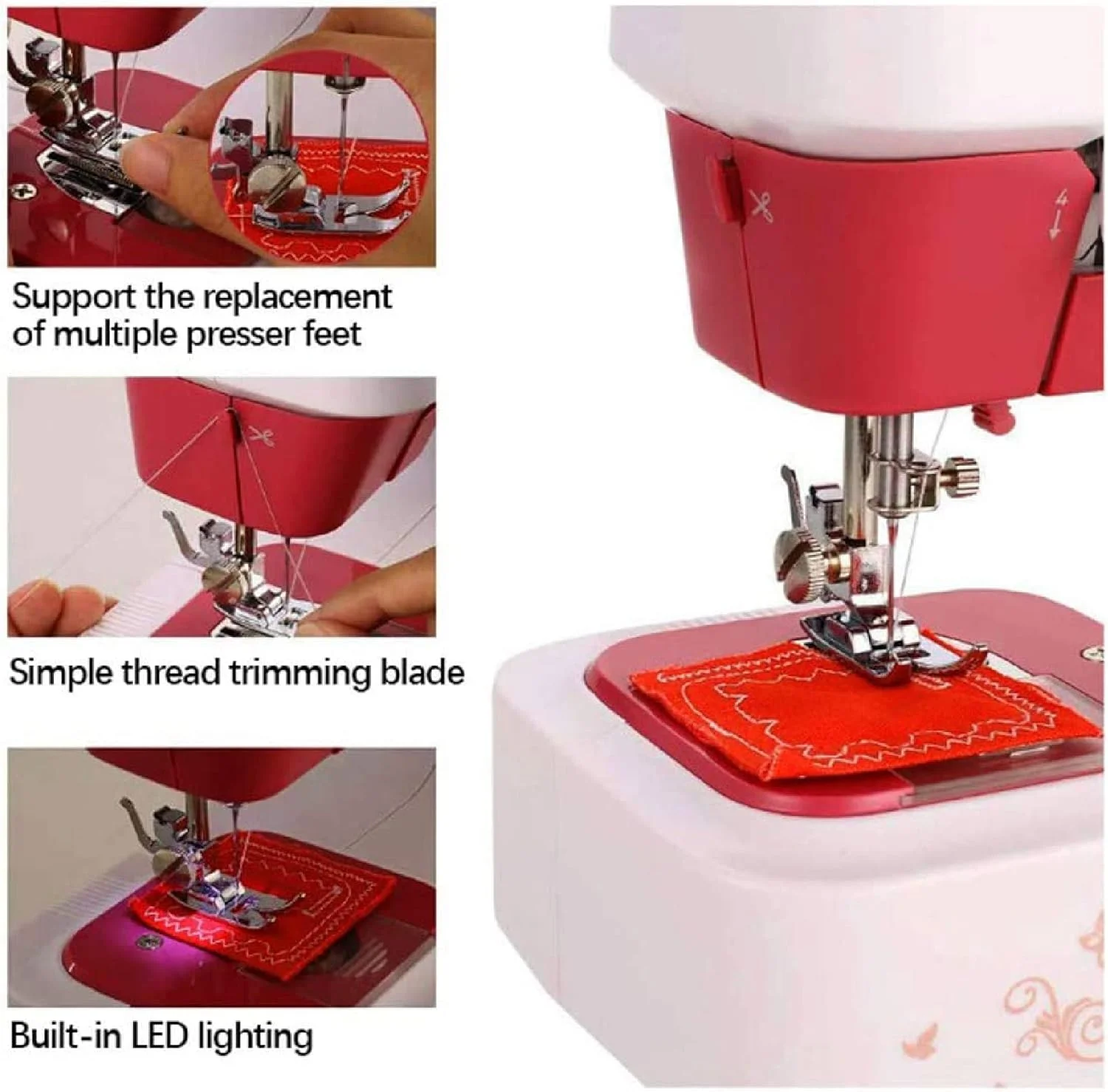 چرخ خیاطی برقی، دستگاه تعمیر و ساخت دستی قابل حمل با 12 مدل دوخت داخلی، 2 سرعت نخ دوبل، مناسب برای خیاطی مبتدی خانگی چرخ خیاطی برقی، دستگاه تعمیر و ساخت دستی قابل حمل با 12 مدل دوخت داخلی، 2 سرعت نخ دوبل، مناسب برای خیاطی مبتدی خانگی