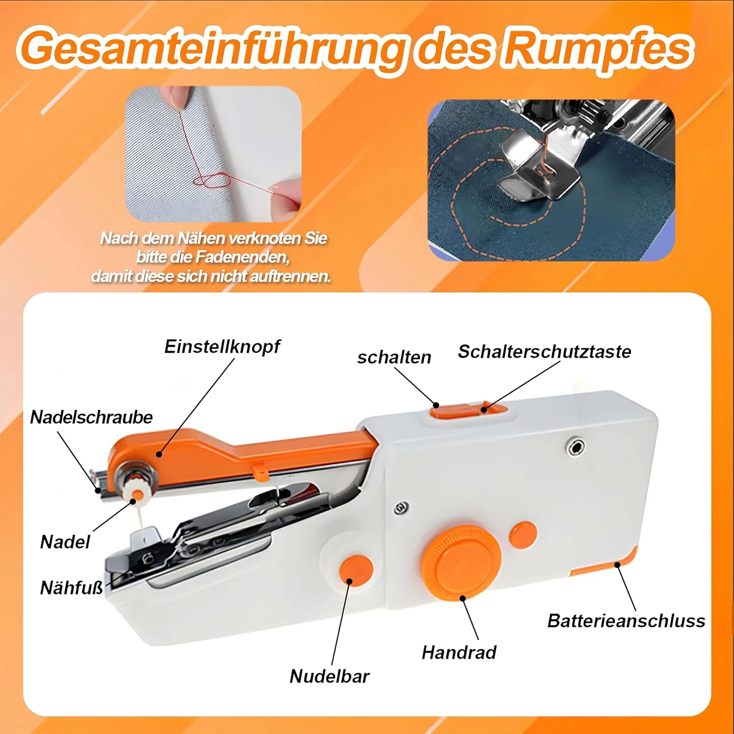 چرخ خیاطی دستی مینی برقی قابل حمل برای مبتدیان و بزرگسالان به همراه مجموعه ابزار خیاطی برای لباس، پرده، صنایع دستی DIY (بدون باتری) (نارنجی) چرخ خیاطی دستی مینی برقی قابل حمل برای مبتدیان و بزرگسالان به همراه مجموعه ابزار خیاطی برای لباس، پرده، صنایع دستی DIY (بدون باتری) (نارنجی)