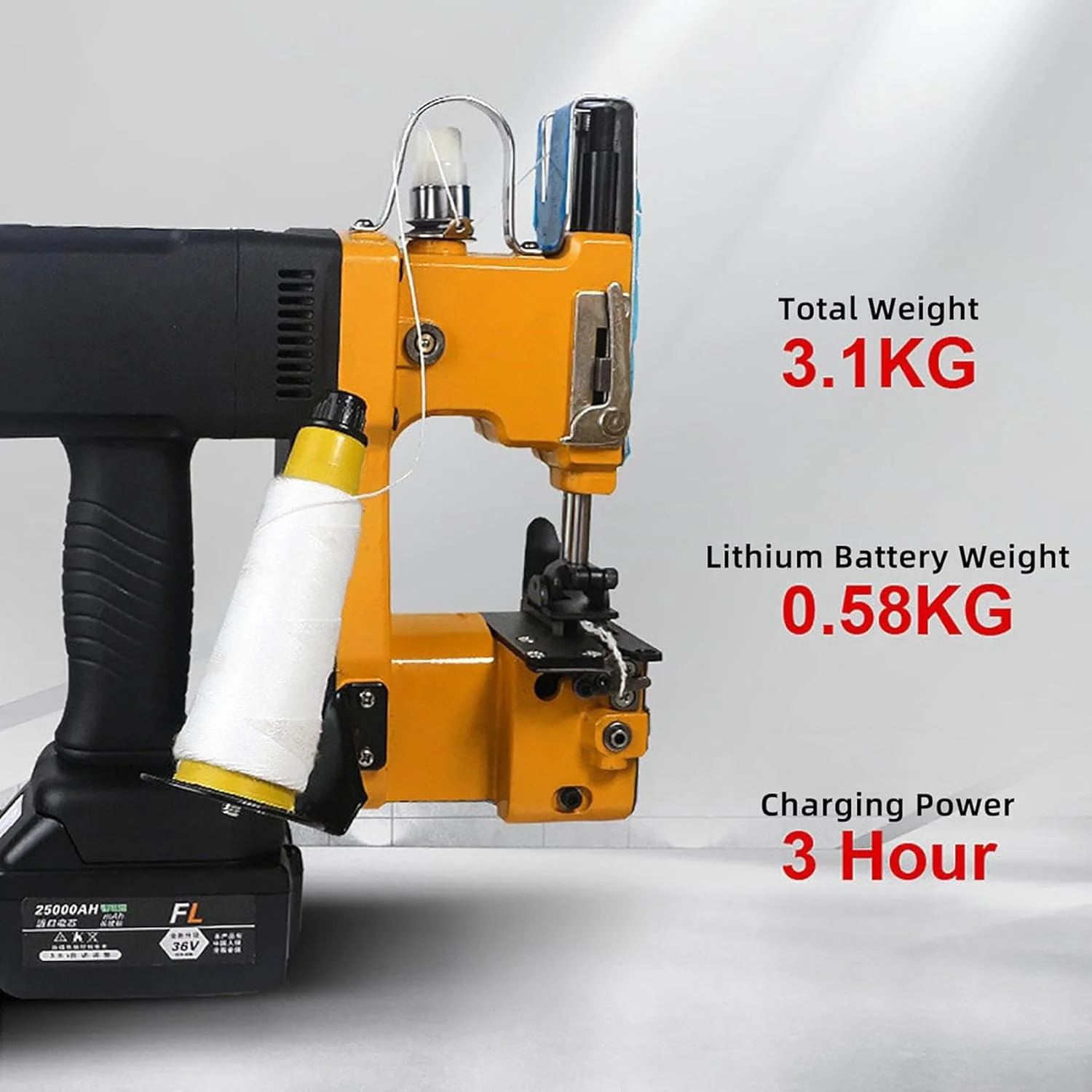 دستگاه دوخت قابل حمل، مجهز به 3 نخ دوخت و باتری 2600 میلی آمپر، موجود در حالت دستی/اتوماتیک، برای کیسه های ساخته شده از مواد گونی/بافته/کاغذی/پلاستیکی دستگاه دوخت قابل حمل، مجهز به 3 نخ دوخت و باتری 2600 میلی آمپر، موجود در حالت دستی/اتوماتیک، برای کیسه های ساخته شده از مواد گونی/بافته/کاغذی/پلاستیکی