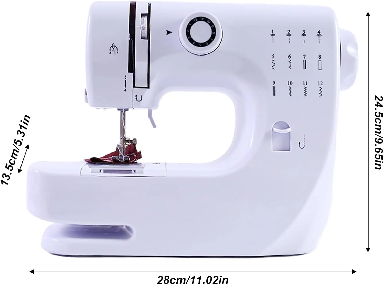 چرخ خیاطی با میز کشویی، چرخ خیاطی مینی، چرخ خیاطی برقی قابل حمل، چرخ خیاطی 12 بخیه با چراغ LED، مجموعه لوازم جانبی خیاطی، ایده آل برای لباس، روبالشی، ملحفه