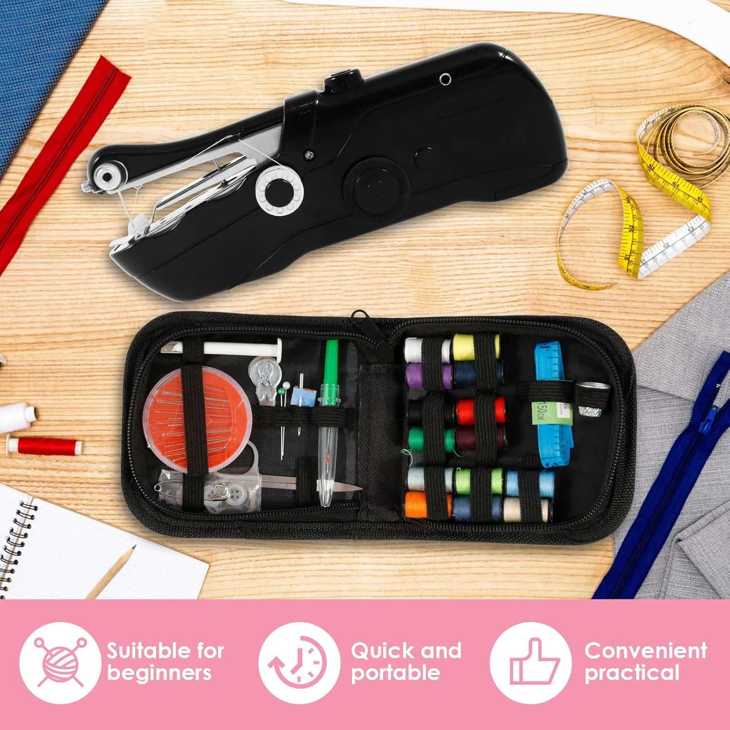 چرخ خیاطی دستی MENIBBLER، چرخ خیاطی بی سیم قابل حمل برای مبتدیان و علاقه مندان به لحاف دوزی چرخ خیاطی دستی MENIBBLER، چرخ خیاطی بی سیم قابل حمل برای مبتدیان و علاقه مندان به لحاف دوزی