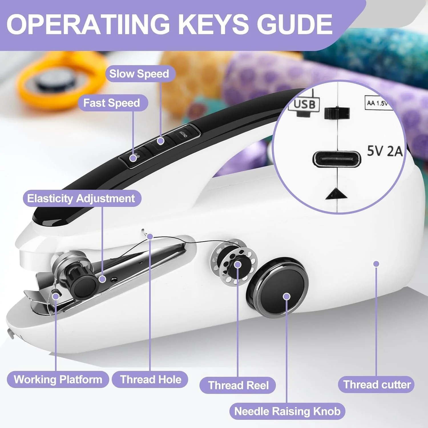مینی چرخ خیاطی ارتقا یافته - چرخ خیاطی برقی دستی قابل حمل با حالت های دو سرعته و قدرت - دوخت سریع برای تعمیرات خانگی، مسافرتی و DIY مینی چرخ خیاطی ارتقا یافته - چرخ خیاطی برقی دستی قابل حمل با حالت های دو سرعته و قدرت - دوخت سریع برای تعمیرات خانگی، مسافرتی و DIY