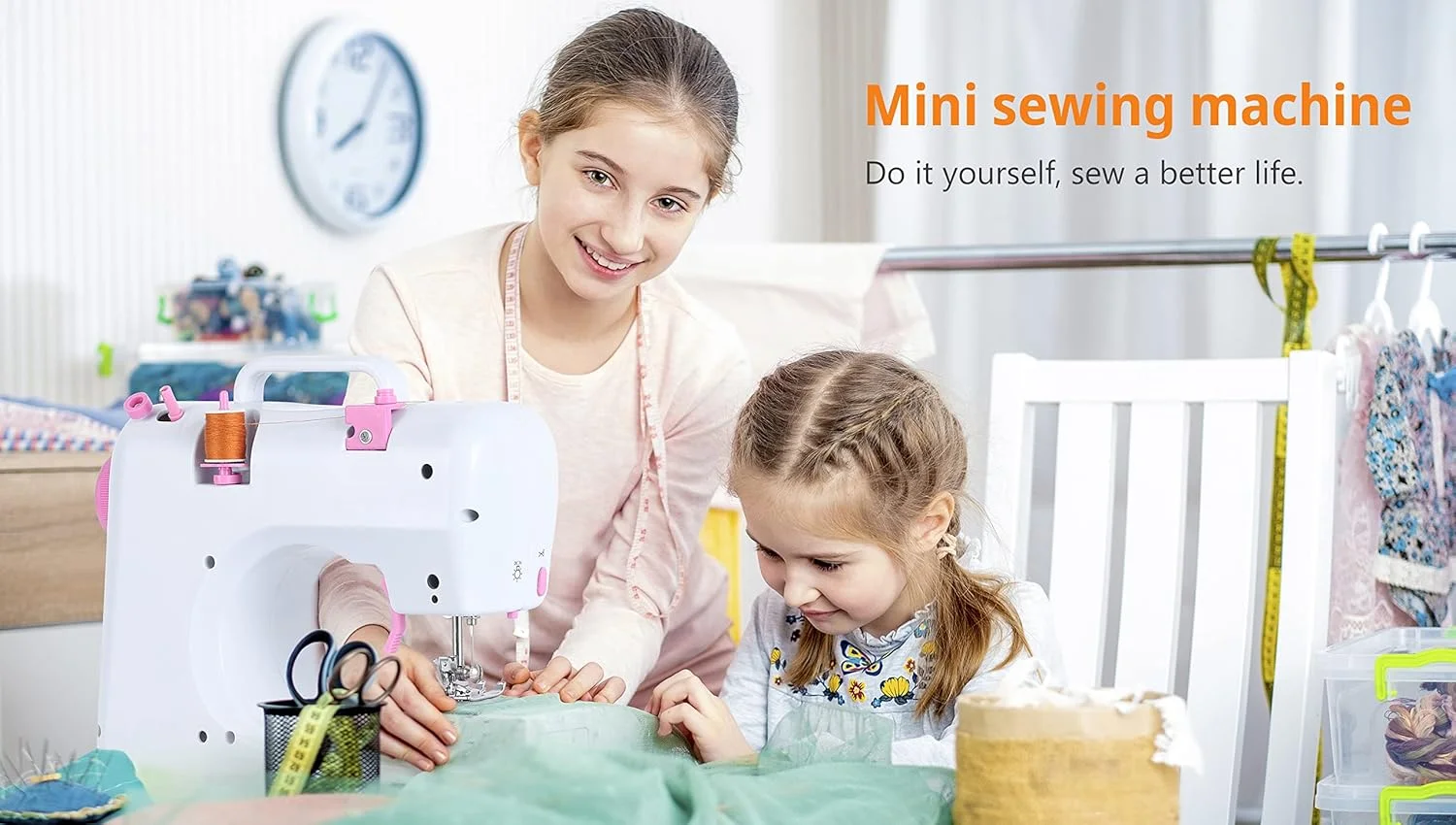 چرخ خیاطی کوچک برای مبتدیان، چرخ خیاطی قابل حمل، 12 مدل دوخت داخلی، چرخ خیاطی کوچک با نخ های دوبل و دو سرعت، دستگاه تعمیر چند منظوره با پدال پا برای کودکان و زنان