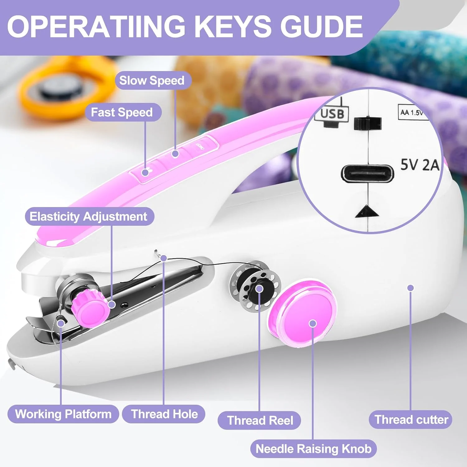 دستگاه خیاطی کوچک ارتقا یافته - قابل حمل دستی E دستگاه خیاطی کوچک ارتقا یافته - قابل حمل دستی E