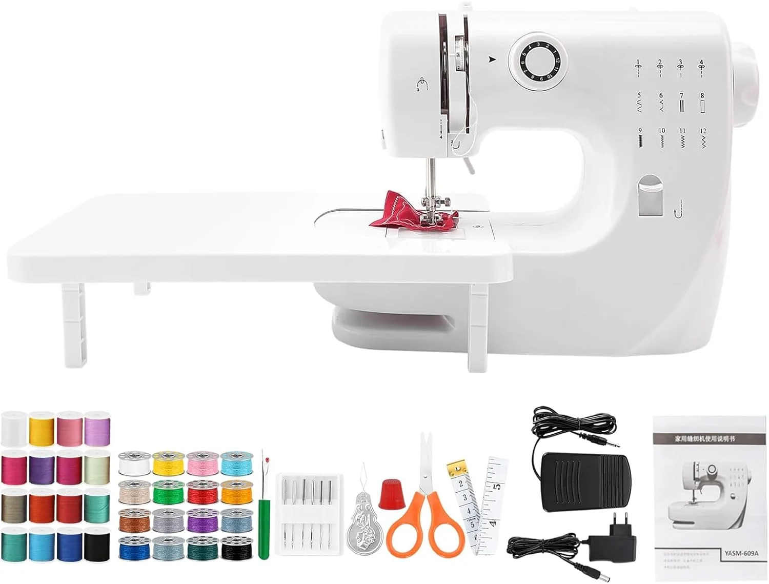 چرخ خیاطی پدالی چند منظوره برقی برای مبتدیان، چرخ خیاطی قابل حمل 12 بخیه با لوازم خیاطی چرخ خیاطی پدالی چند منظوره برقی برای مبتدیان، چرخ خیاطی قابل حمل 12 بخیه با لوازم خیاطی