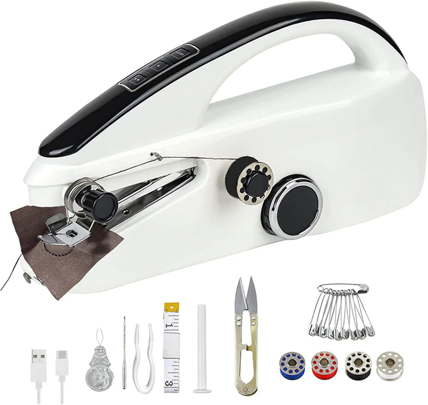 چرخ خیاطی دستی قابل حمل، چرخ خیاطی برقی کوچک، خیاطی سریع برقی، خیاطی سریع برقی با لوازم جانبی خیاطی، چرخ خیاطی دستی کوچک برای لباس، پرده، DIY، منزل، مسافرت