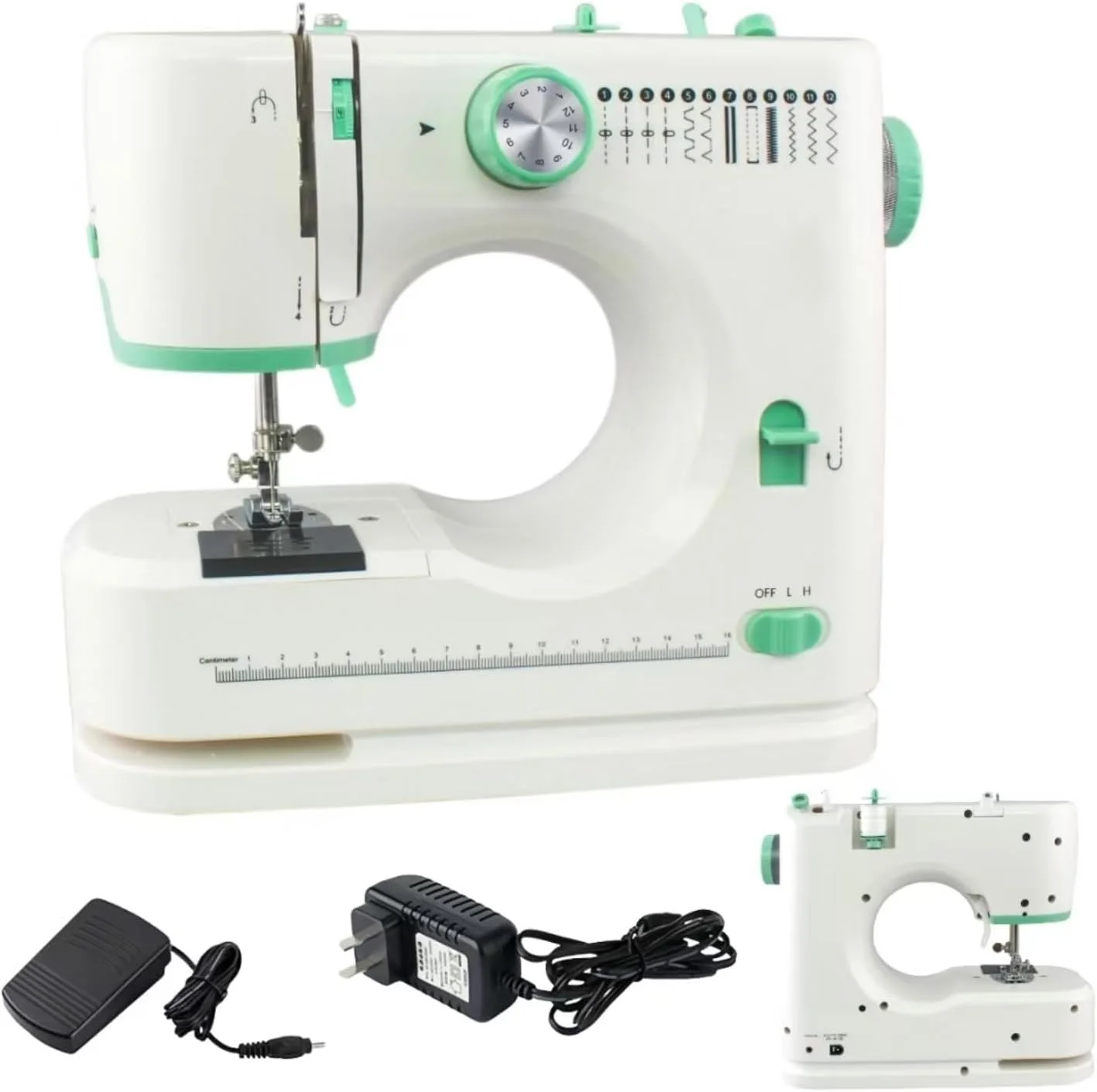 چرخ خیاطی دو سوزنه با 12 طرح خیاطی به همراه پدال، چرخ خیاطی قابل حمل، چرخ خیاطی کوچک، چرخ خیاطی برای مبتدیان، چرخ خیاطی دستی برای بزرگسالان، چرخ خیاطی دستی