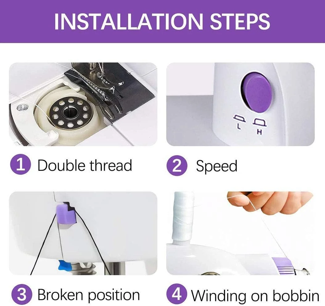 دستگاه خیاطی برقی کوچک PEHUB، قابل حمل، سرعت قابل تنظیم، ابزار خیاطی چند منظوره خانگی. مناسب برای مبتدیان