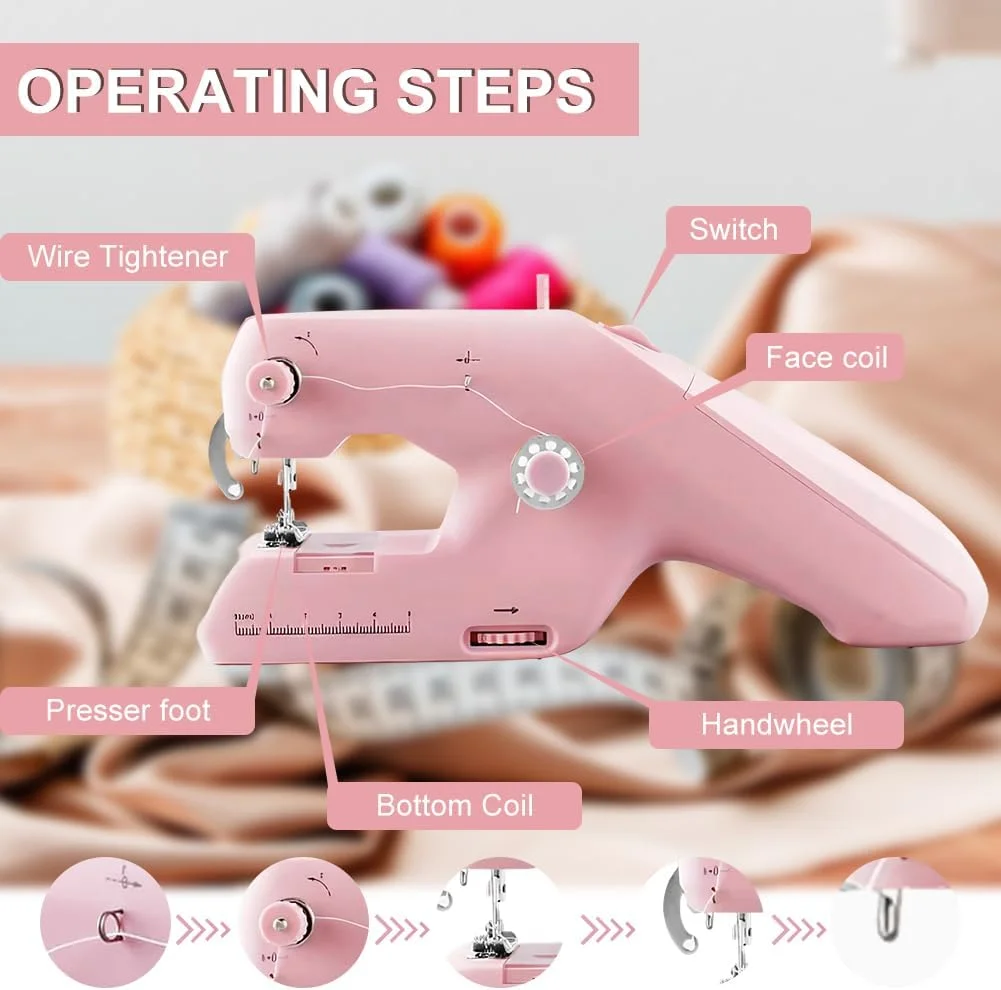 چرخ خیاطی دستی، چرخ خیاطی مینی، چرخ خیاطی دستی قابل حمل، با لوازم خیاطی برای مبتدیان، چرخ خیاطی برقی سریع، چرخ خیاطی DIY برای لباس و حیوانات عروسکی چرخ خیاطی دستی، چرخ خیاطی مینی، چرخ خیاطی دستی قابل حمل، با لوازم خیاطی برای مبتدیان، چرخ خیاطی برقی سریع، چرخ خیاطی DIY برای لباس و حیوانات عروسکی