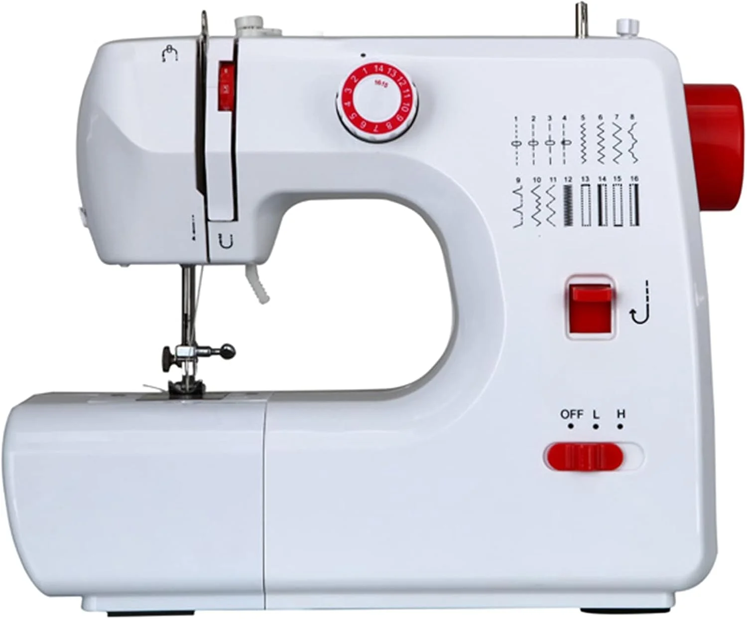 چرخ خیاطی قابل حمل xYzlxtC برای مبتدیان، سبک وزن، 16 مدل دوخت 2 سرعته، چرخ خیاطی برقی کوچک با پدال پا، سیم پیچی اتوماتیک