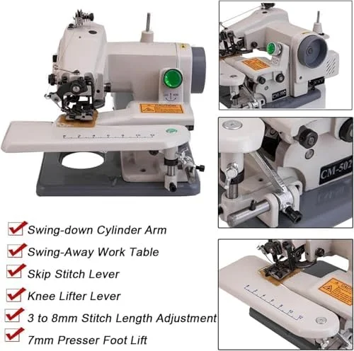 چرخ خیاطی سردوز مخفی قابل حمل برای دوخت نامرئی، سرعت بالا 1200 دور در دقیقه برای تعمیر بدون درز لباس، ایده آل برای لبه و سرآستین