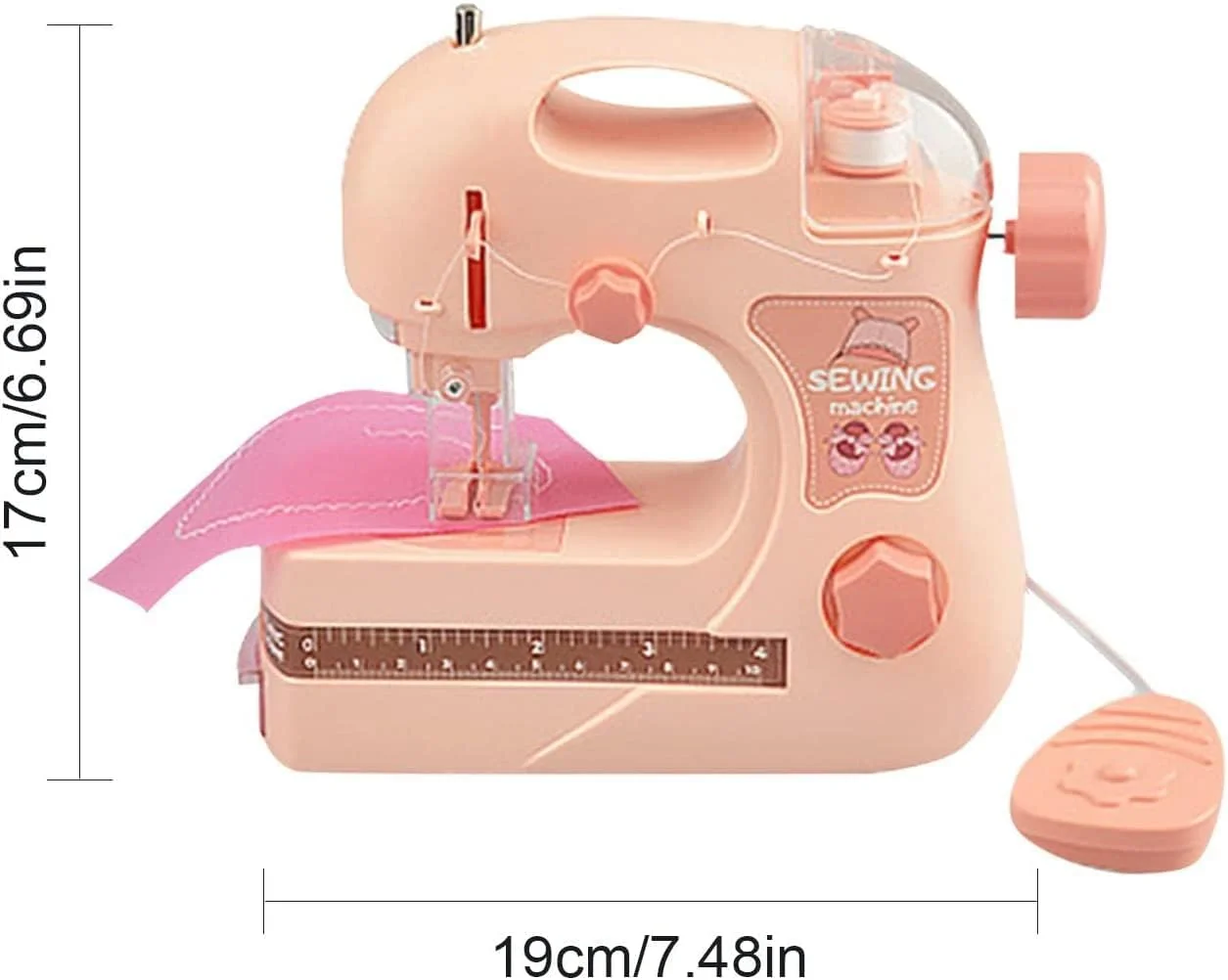 چرخ خیاطی اسباب بازی قابل حمل برقی کوچک برای مبتدیان، مناسب برای کارهای هنری و تعمیرات خانگی (صورتی)
