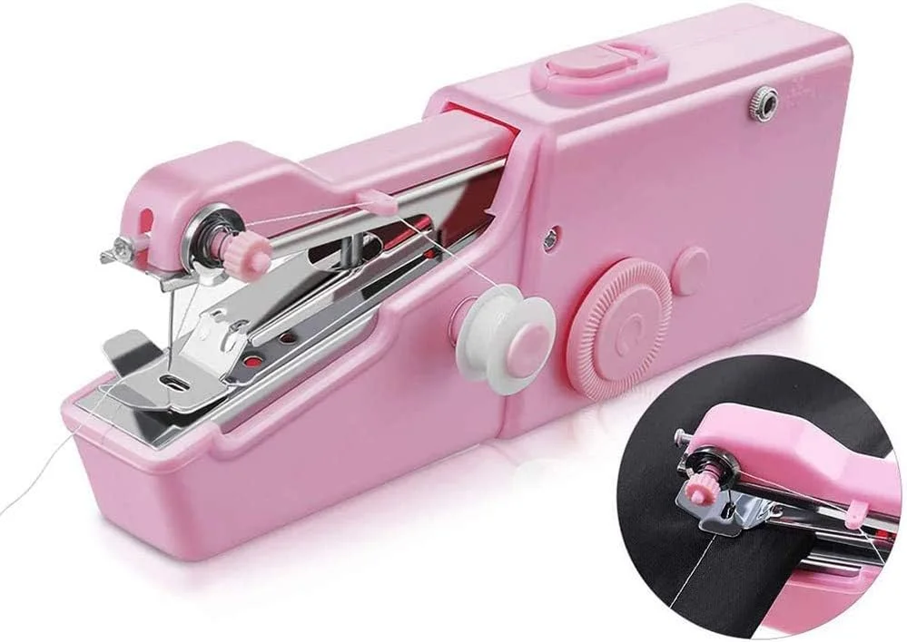 چرخ خیاطی کوچک، چرخ خیاطی برقی دستی قابل حمل، مناسب برای لباس های DIY، پرده، پارچه نخی، صنایع دستی
