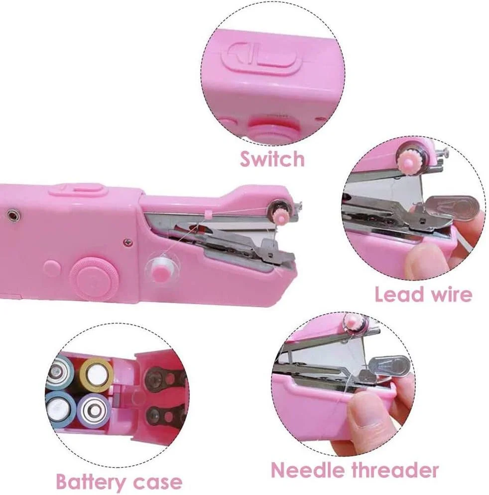 چرخ خیاطی کوچک، چرخ خیاطی برقی دستی قابل حمل، مناسب برای لباس های DIY، پرده، پارچه نخی، صنایع دستی