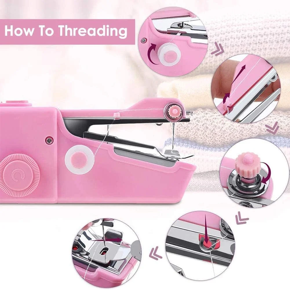 چرخ خیاطی کوچک، چرخ خیاطی برقی دستی قابل حمل، مناسب برای لباس های DIY، پرده، پارچه نخی، صنایع دستی