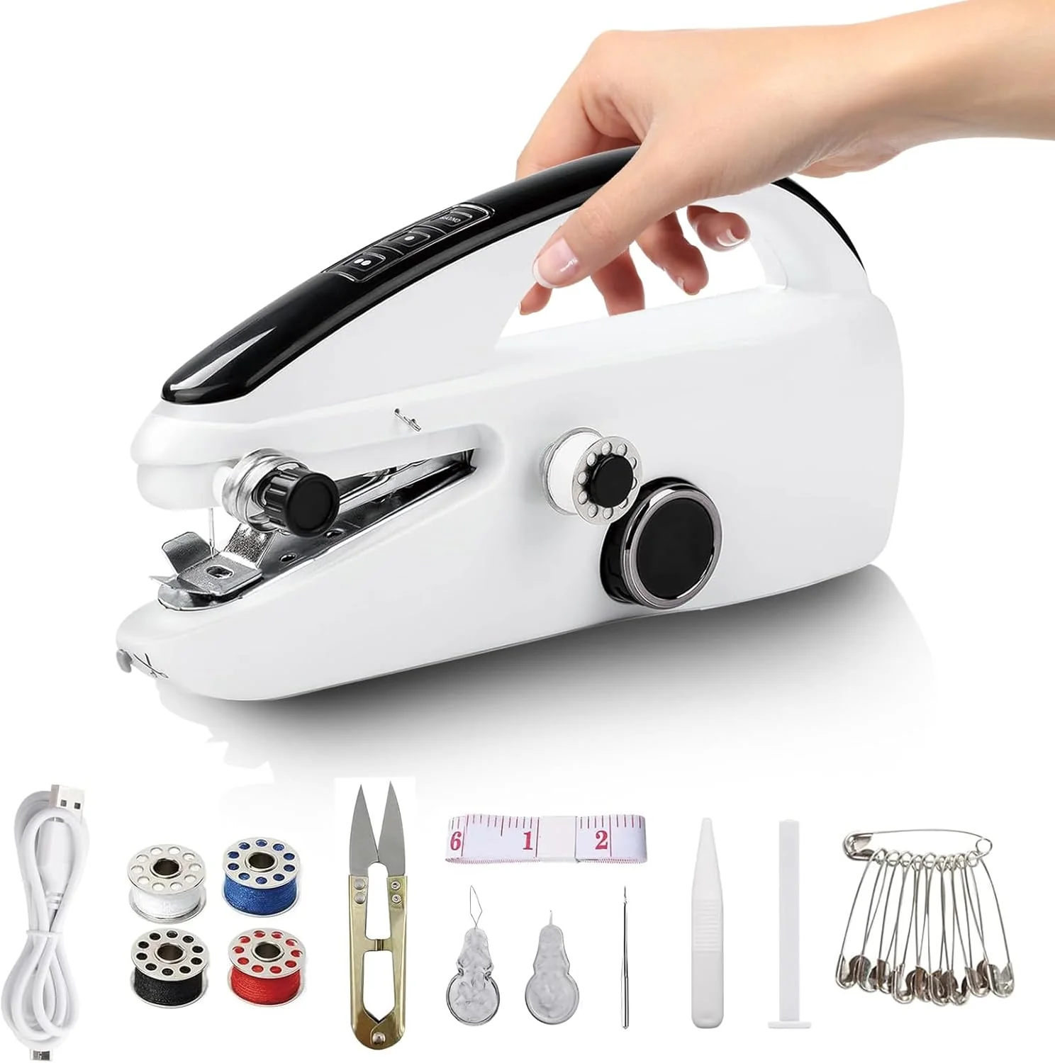 چرخ خیاطی دستی قابل حمل با سرعت دوگانه و راهنمای LED هوشمند، مینی کیت خیاطی برقی فوق العاده بی صدا برای تعمیرات DIY، جین، پارچه، مسافرت و استفاده در منزل چرخ خیاطی دستی قابل حمل با سرعت دوگانه و راهنمای LED هوشمند، مینی کیت خیاطی برقی فوق العاده بی صدا برای تعمیرات DIY، جین، پارچه، مسافرت و استفاده در منزل