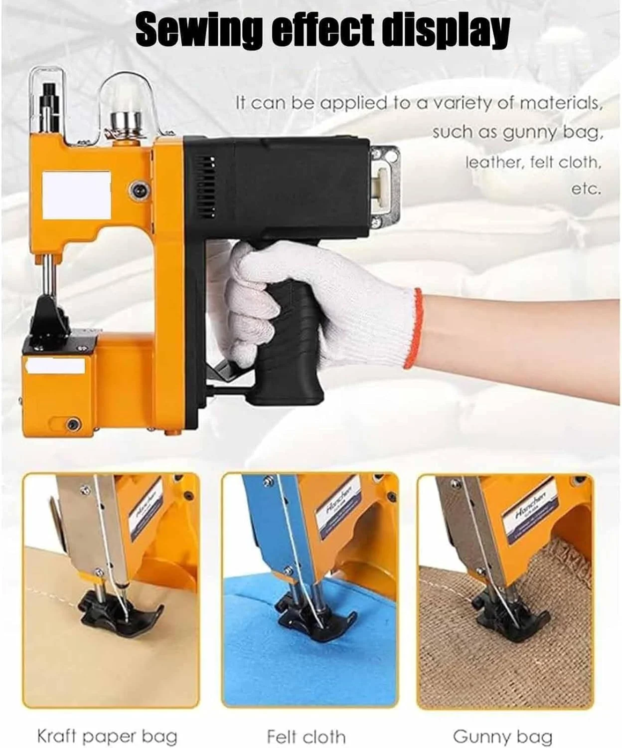 دستگاه دوخت کیسه قابل حمل، دستگاه دوخت کیسه ای بی سیم، دستگاه دوخت کیسه برای گونی، برزنت، کیسه های خوراک، کیسه های برنج، کیسه های کاغذی کرافت بافته شده PP، 2 ثانیه/کیسه دستگاه دوخت کیسه قابل حمل، دستگاه دوخت کیسه ای بی سیم، دستگاه دوخت کیسه برای گونی، برزنت، کیسه های خوراک، کیسه های برنج، کیسه های کاغذی کرافت بافته شده PP، 2 ثانیه/کیسه