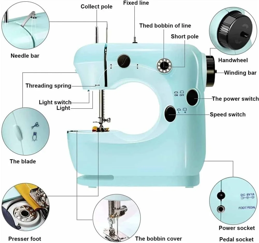 چرخ خیاطی قابل حمل برای مبتدیان، با چراغ و میز توسعه، استفاده آسان و ایمن برای کودکان، بهترین هدیه مناسب برای سفر خانگی DIY، صرفه جویی در فضا چرخ خیاطی قابل حمل برای مبتدیان، با چراغ و میز توسعه، استفاده آسان و ایمن برای کودکان، بهترین هدیه مناسب برای سفر خانگی DIY، صرفه جویی در فضا