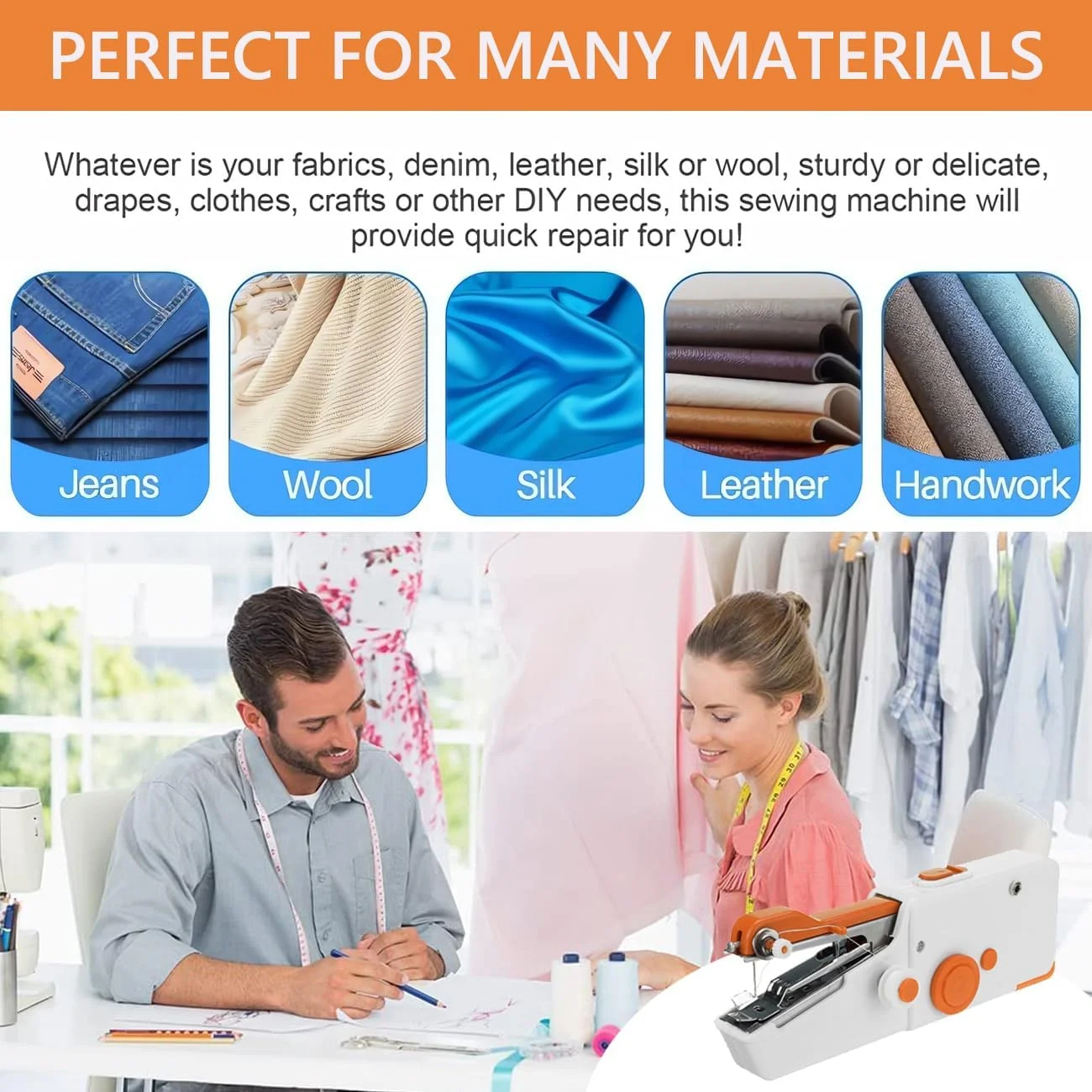 چرخ خیاطی قابل حمل، چرخ خیاطی کوچک برای بزرگسالان، خیاطی سریع با کیت خیاطی مناسب برای خانه، مسافرت، و کارهای DIY (نارنجی) چرخ خیاطی قابل حمل، چرخ خیاطی کوچک برای بزرگسالان، خیاطی سریع با کیت خیاطی مناسب برای خانه، مسافرت، و کارهای DIY (نارنجی)
