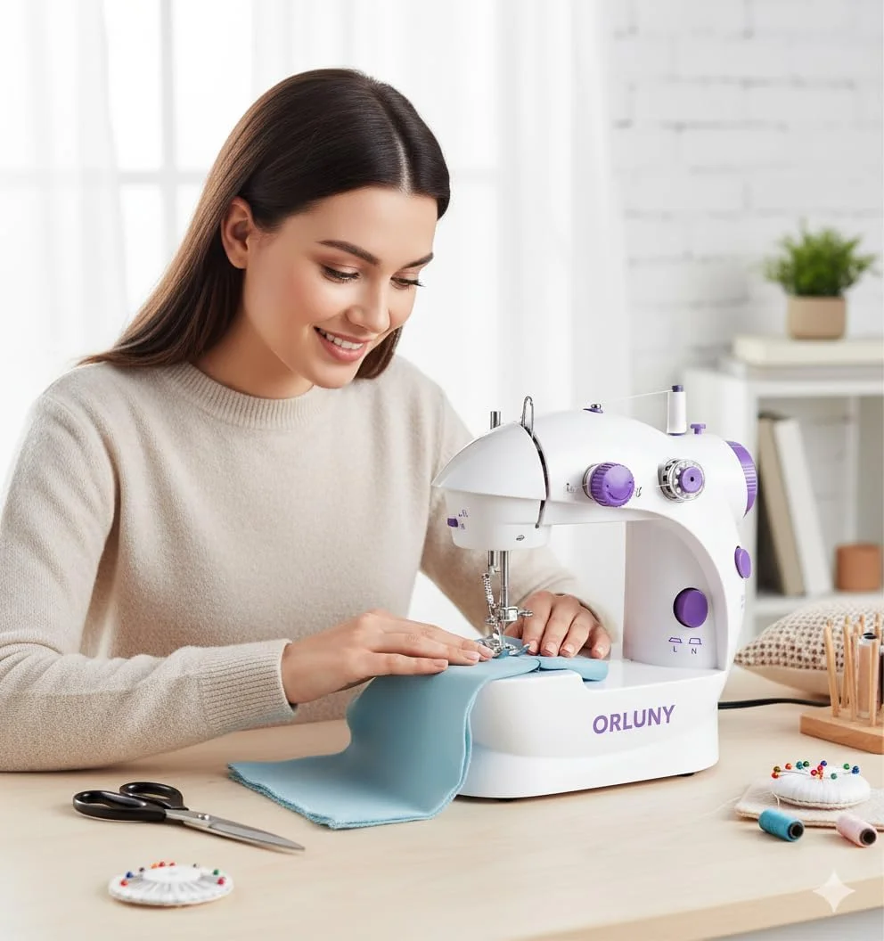 چرخ خیاطی کوچک قابل حمل ORLUNY | چرخ خیاطی برقی دو نخ و دو سرعته با پدال پا، دارای چراغ داخلی، طراحی جمع و جور برای مبتدیان و خیاطی خانگی چرخ خیاطی کوچک قابل حمل ORLUNY | چرخ خیاطی برقی دو نخ و دو سرعته با پدال پا، دارای چراغ داخلی، طراحی جمع و جور برای مبتدیان و خیاطی خانگی